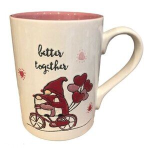 BETTER TOGETHER Gnome On Bicycle With Balloons Valentine’s Mug Pairs w Rae Dunn